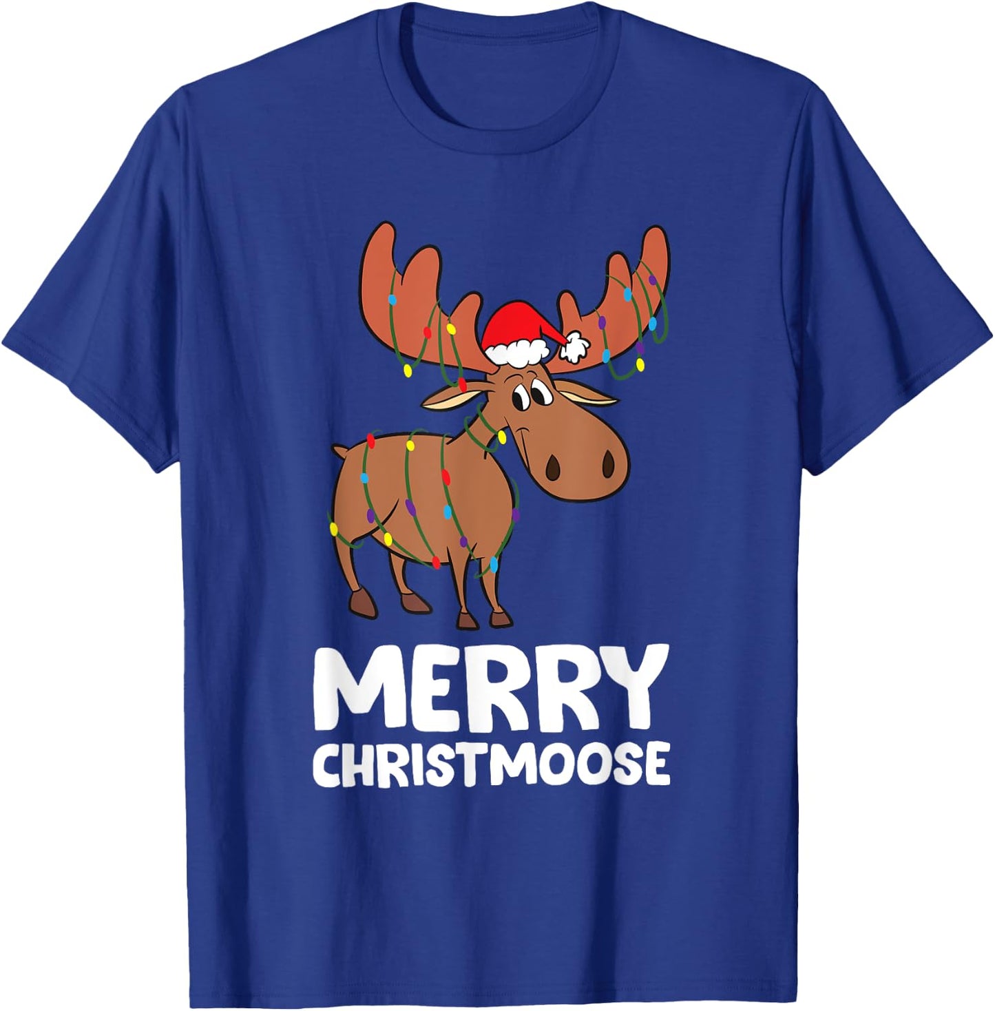 Merry Christmas Xmas Merry Christmoose Santa Hat Moose T-Shirt - T-Shirt | Royal