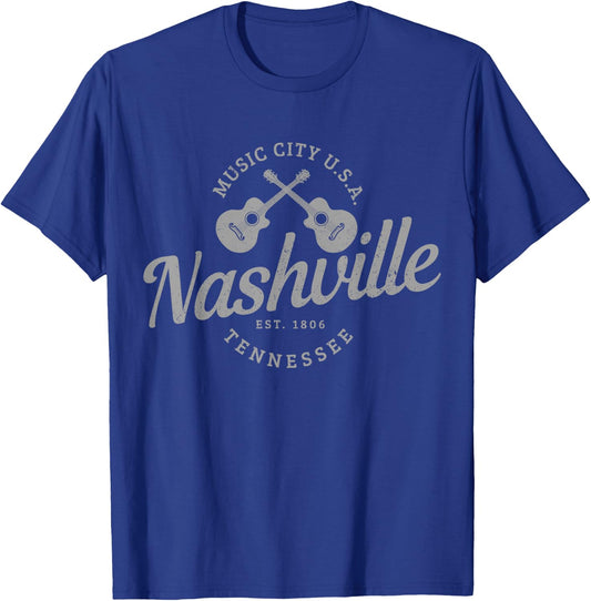 Nashville Tennessee Guitar Country Music City Souvenir T-Shirt - T-Shirt | Royal