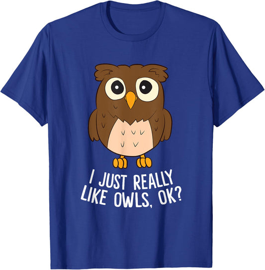 Cute Bird -Adults Owl Lovers Funny Owl Graphic Black Small T-Shirt - T-Shirt | Royal