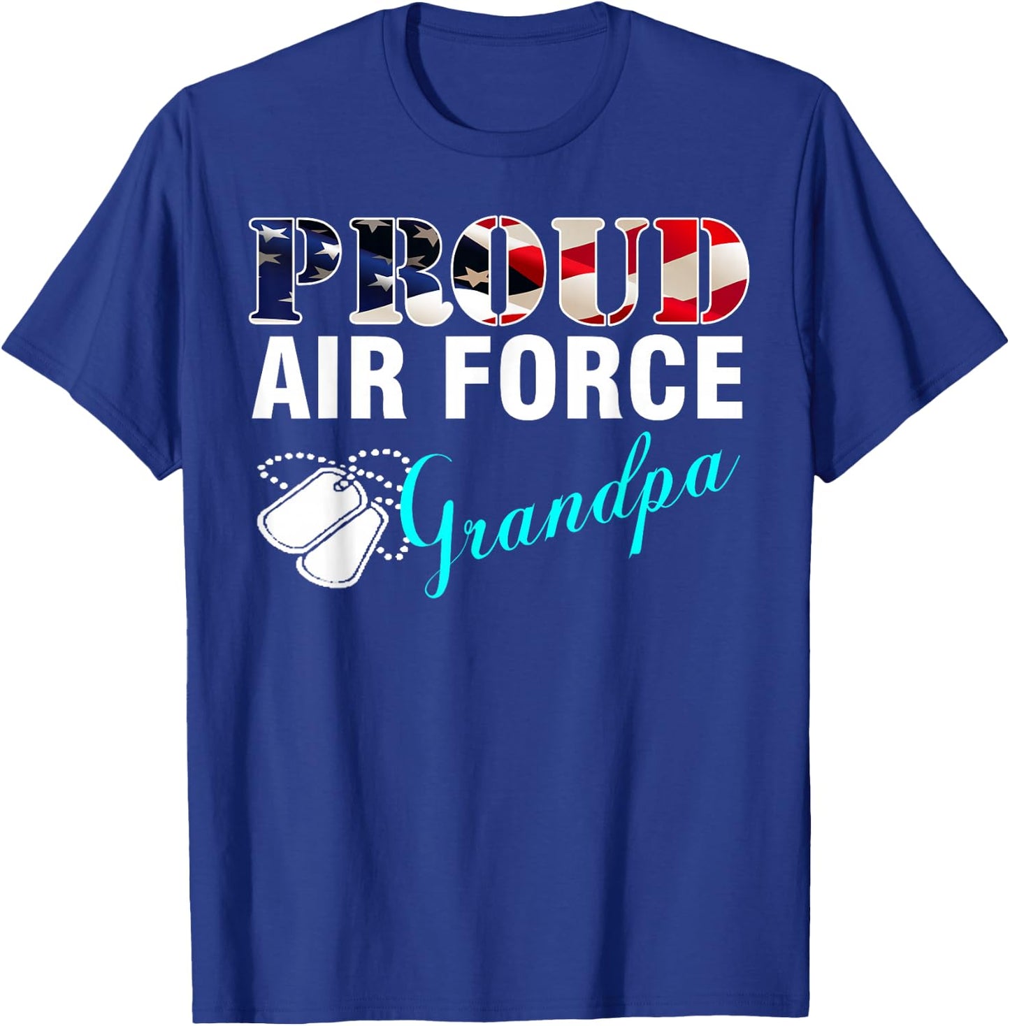 Vintage Proud Air Force Grandpa With American Flag Gift T-Shirt - T-Shirt | Royal