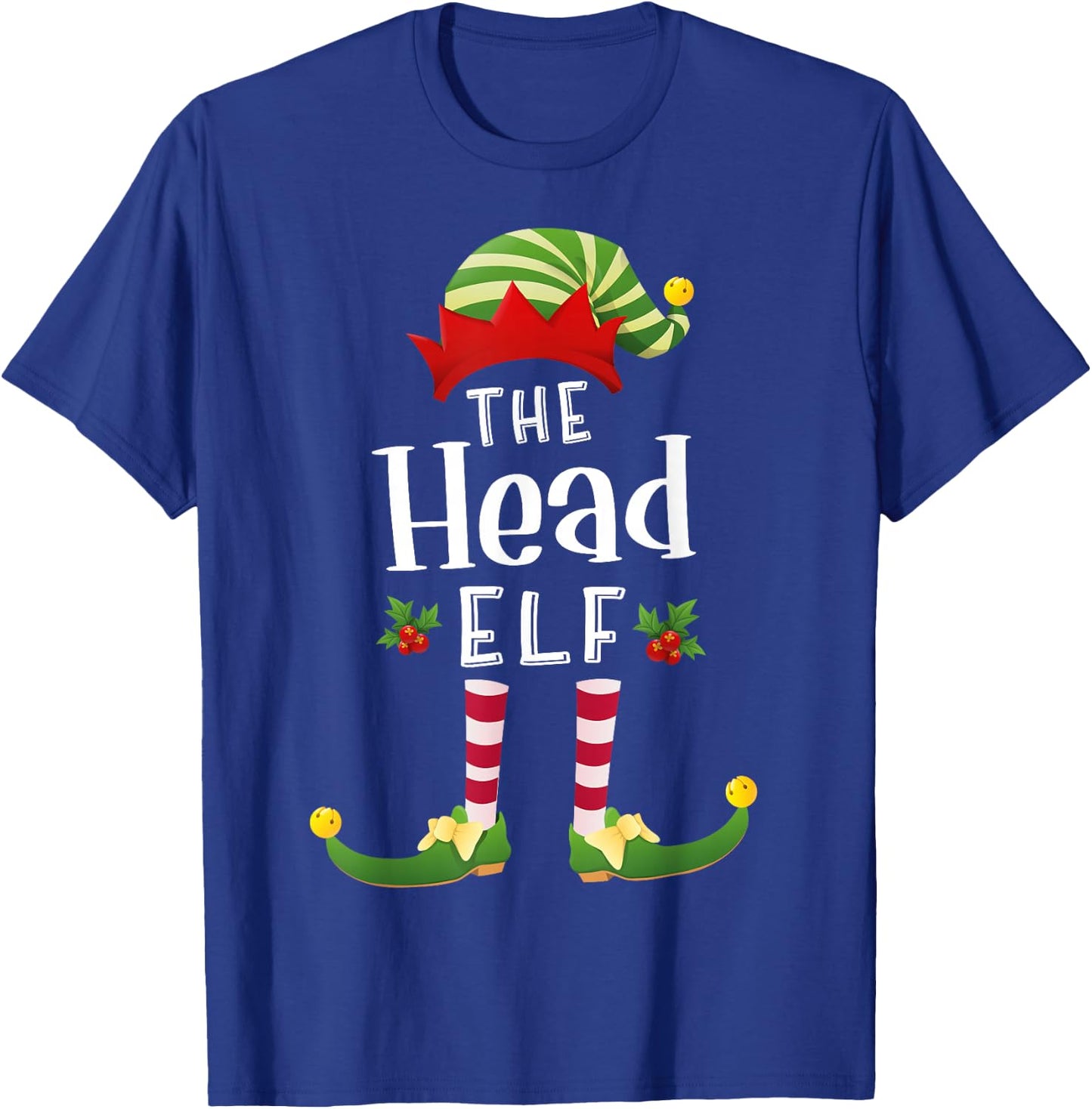 Head Christmas Elf Matching Pajama X-Mas Party T-Shirt - T-Shirt | Royal