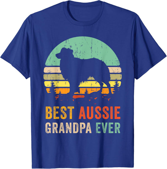 Best Grandpa Ever Gift Aussie Dog Dad Australian Shepherd T-Shirt - T-Shirt | Royal