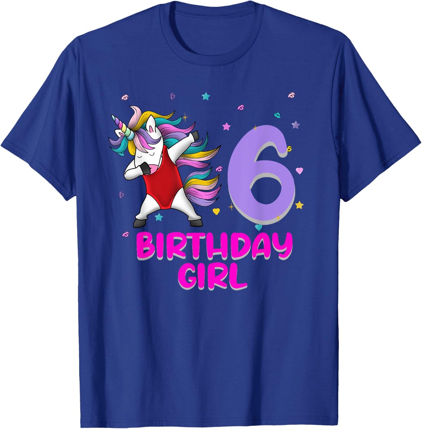 Unicorn Swimsuit 6th Birthday Girl Love Funny 6 Years Old T-Shirt - T-Shirt | Royal