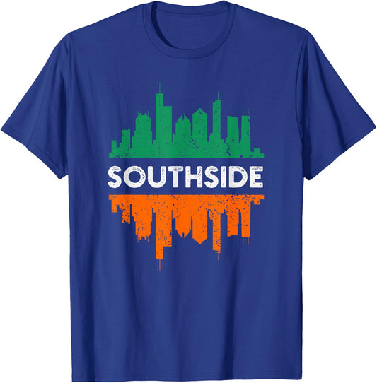 Southside Chicago St Patrick's day parade Irish flag skyline T-Shirt - T-Shirt | Royal