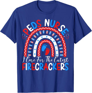 I Care For The Cutest Firecrackers 4th Of July PEDS Nurse Men T-Shirt - T-Shirt | Royal