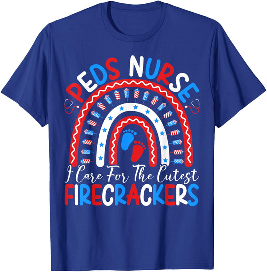 I Care For The Cutest Firecrackers 4th Of July PEDS Nurse Men T-Shirt - T-Shirt | Royal