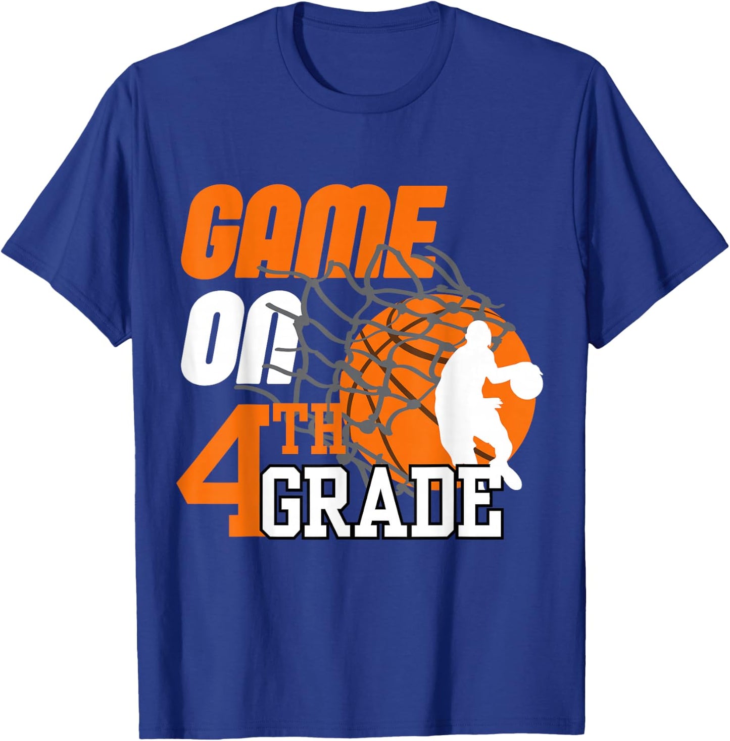 Boys Game On 4th Grade Basketball Back To School Teacher Kid T-Shirt - T-Shirt | Royal