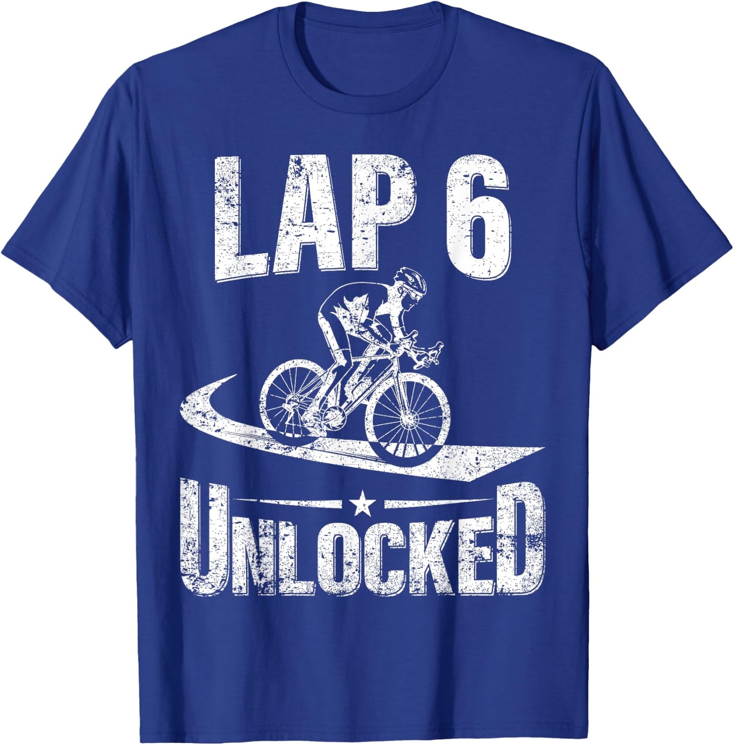 6th Birthday Party Lap 6 Unlocked 6 Year Old Cyclist Bike T-Shirt - T-Shirt | Royal