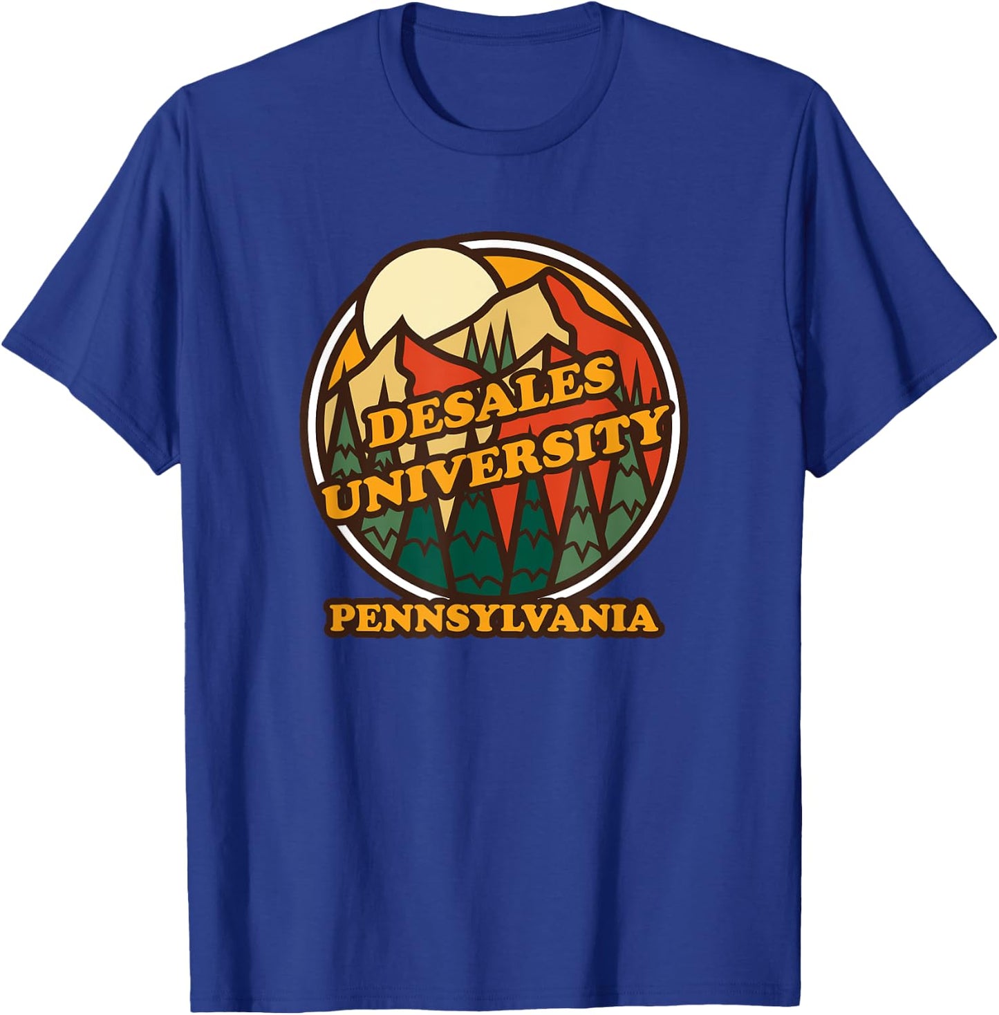 Vintage DeSales University, Pennsylvania Mountain Print T-Shirt - T-Shirt | Royal