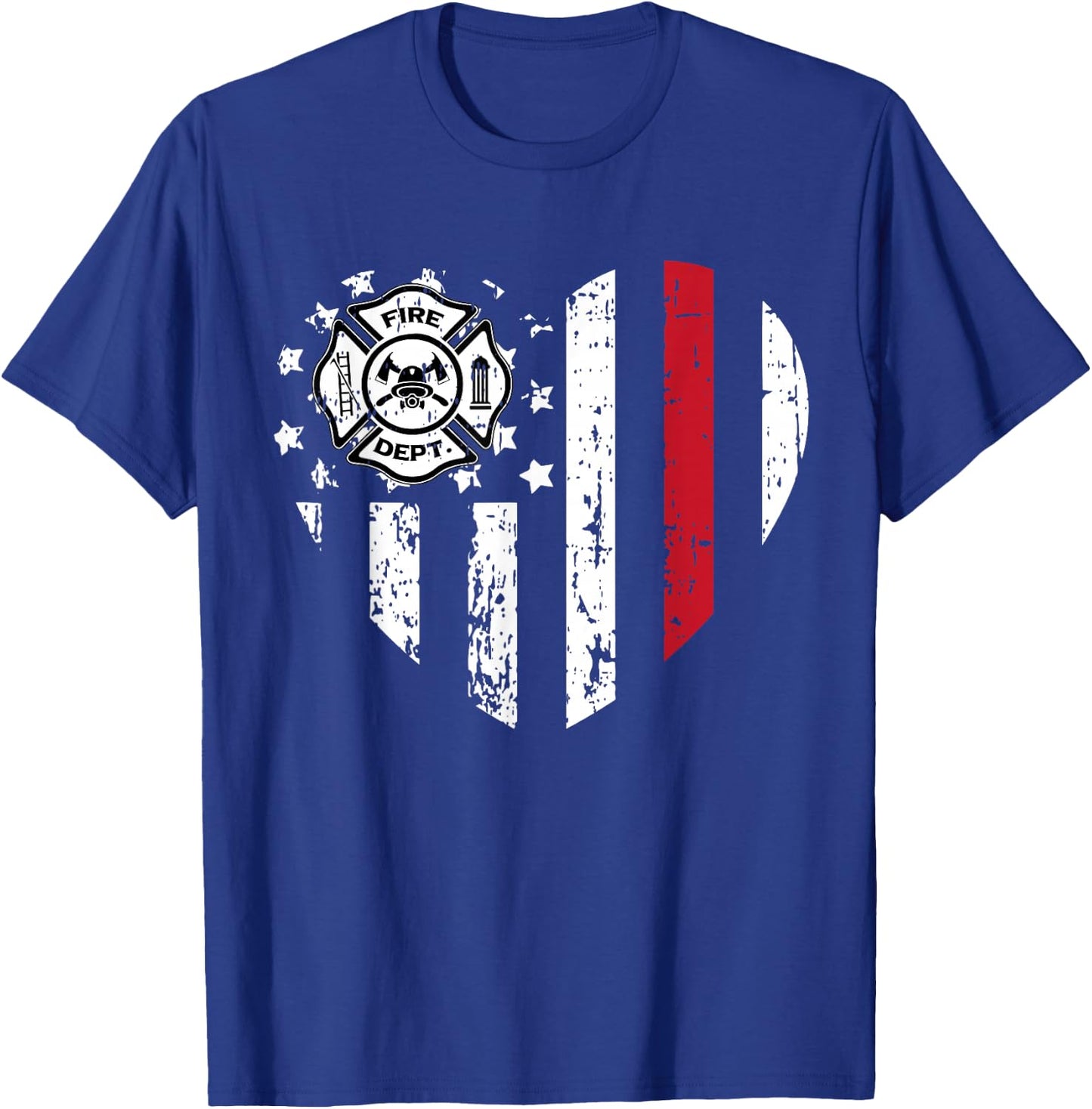 Firefighter American Flag Valentines Day Red Line Love Gift Kids Men T-Shirt - T-Shirt | Royal