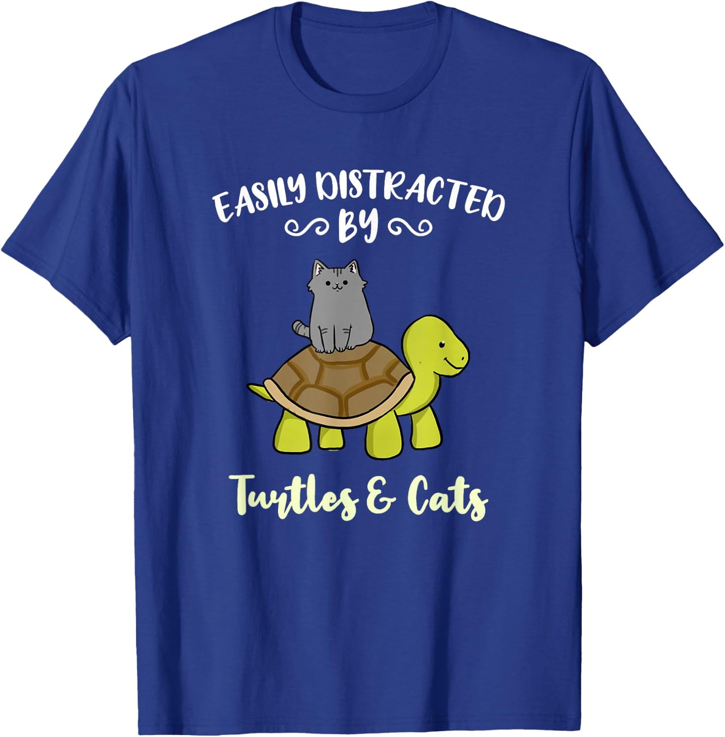 Easily Distracted By Turtles And Cats T-Shirt - T-Shirt | Royal