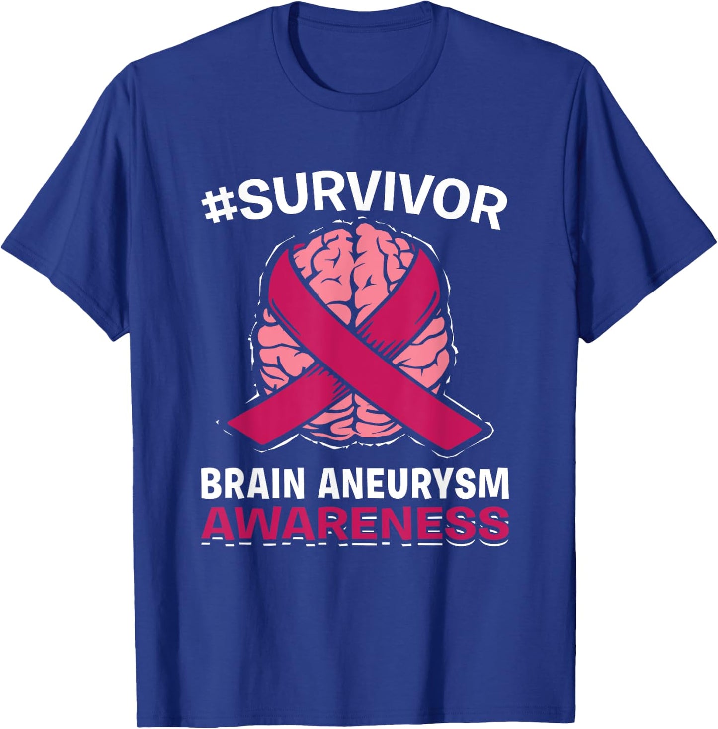 Brain Aneurysm Awareness Burgundy Aortic Brain Survivor T-Shirt - T-Shirt | Royal