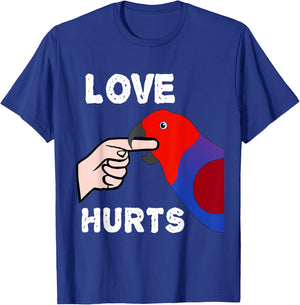 Love Hurts Eclectus Female Parrot Biting Finger T-Shirt - T-Shirt | Royal