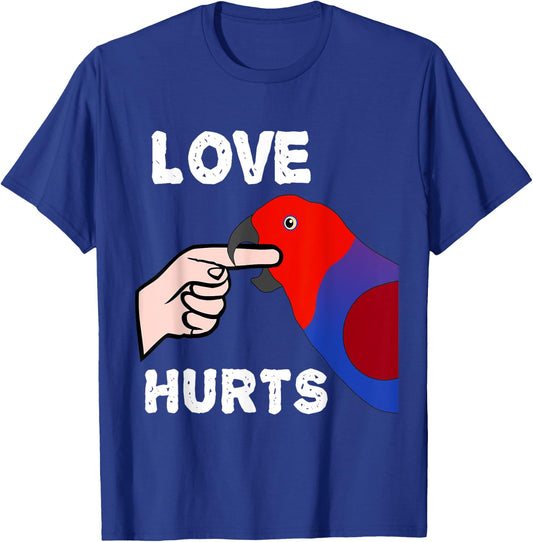 Love Hurts Eclectus Female Parrot Biting Finger T-Shirt - T-Shirt | Royal