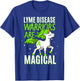 Lyme Disease Warrior Magical Unicorn Ticks Green Ribbon Gift T-Shirt - T-Shirt | Royal