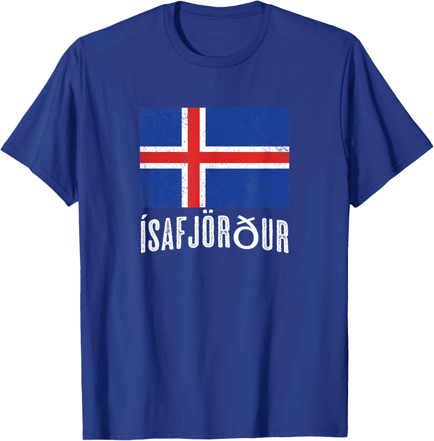 City of Ísafjörður ICELAND | Icelandic Flag Novelty Merch T-Shirt - T-Shirt | Royal
