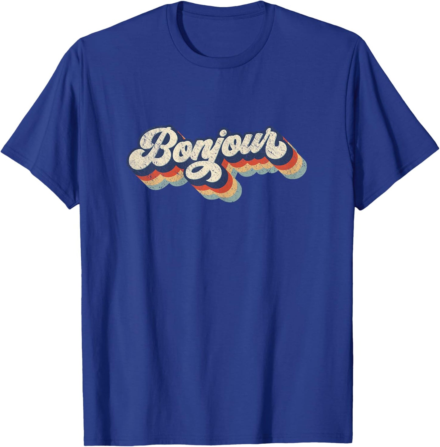 Bonjour Retro Vintage Style Graphic Design T-Shirt - T-Shirt | Royal