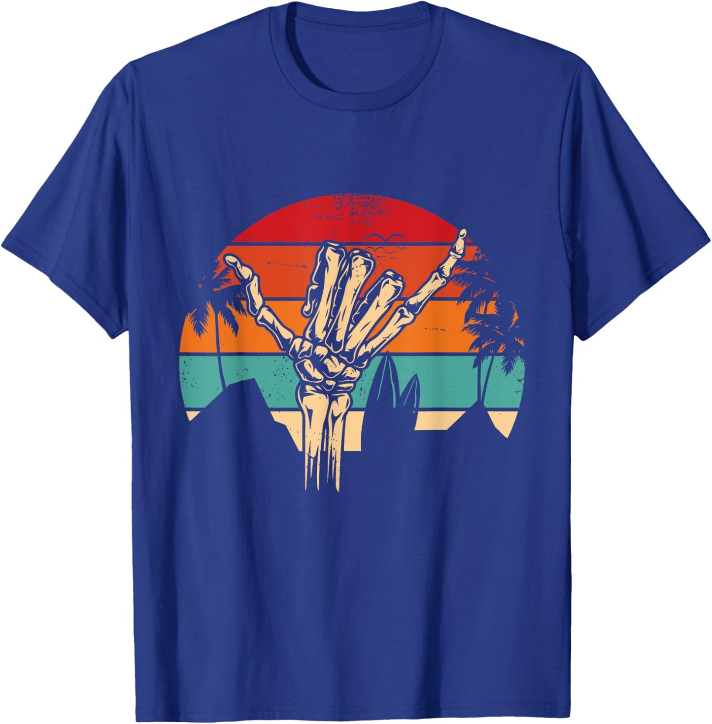 Shaka Sign Vintage Skeleton Hand - Surfing & Surf T-Shirt - T-Shirt | Royal