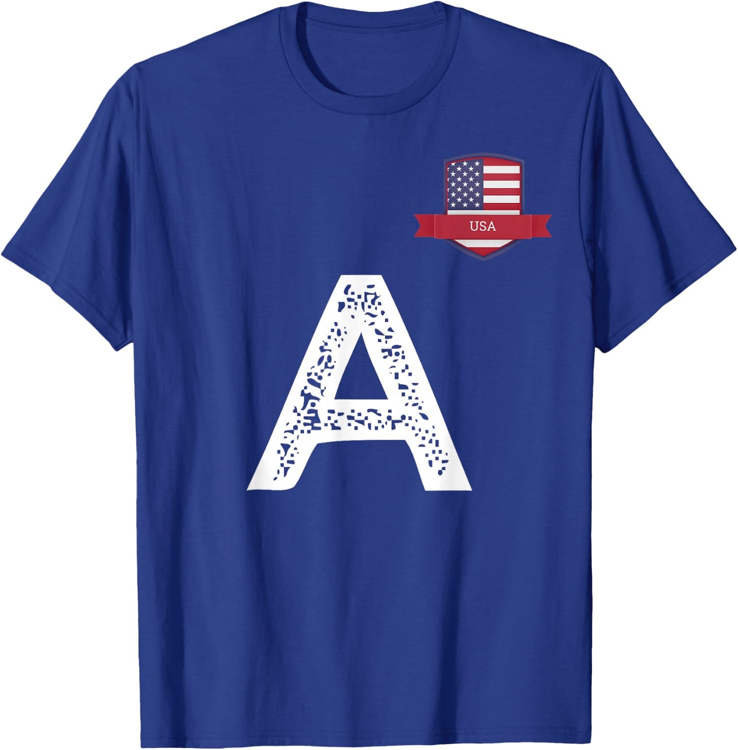 USA Human-Flag Letter A American USA T-Shirt - T-Shirt | Royal