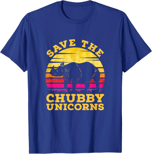 Funny Save The Chubby Unicorns Zoo Keeper Gift Rhino T-Shirt - T-Shirt | Royal