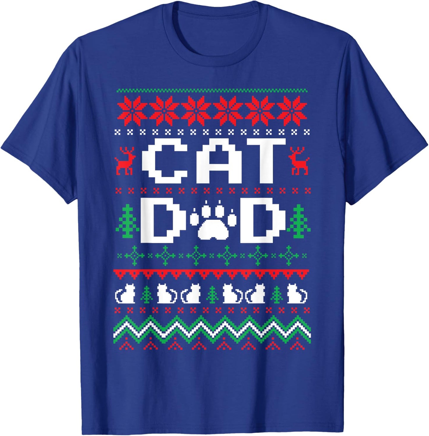Funny Christmas Cat Dad Shirt Cats Kitten Men Women Kids T-Shirt - T-Shirt | Royal