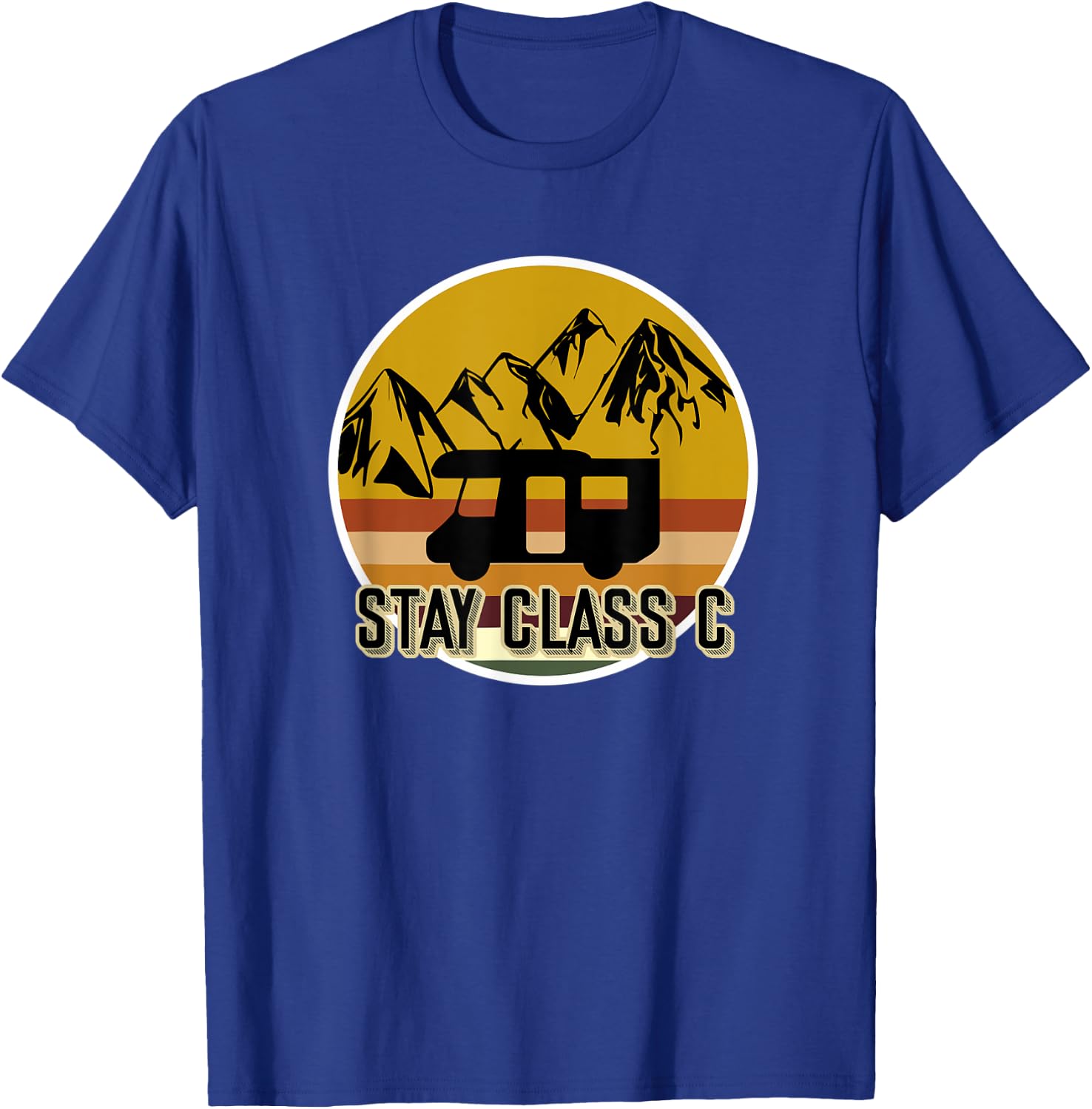 Retro Stay Class C RV Camping Funny T-Shirt - T-Shirt | Royal