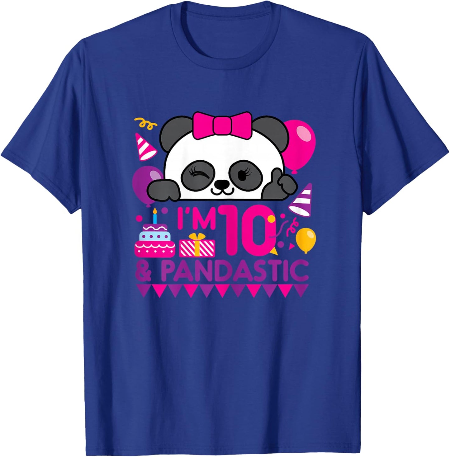 Panda 10 Year Old Children's Birthday Party T-Shirt - T-Shirt | Royal