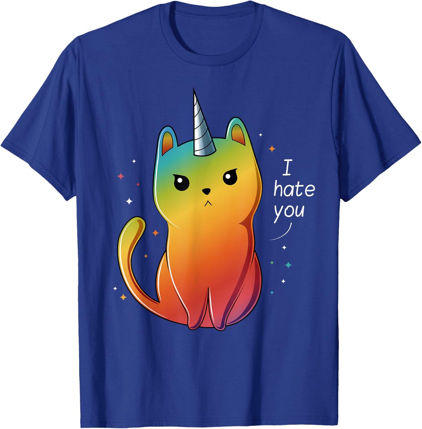 Cat Unicorn I Hate You T-Shirt - T-Shirt | Royal