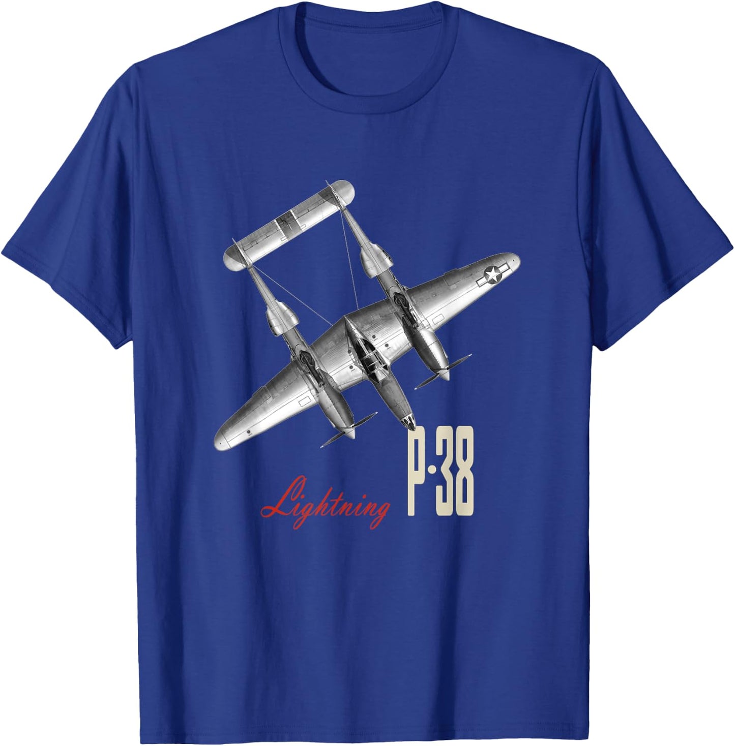 P-38 Lightning WW2 Fighter Plane T-Shirt - T-Shirt | Royal