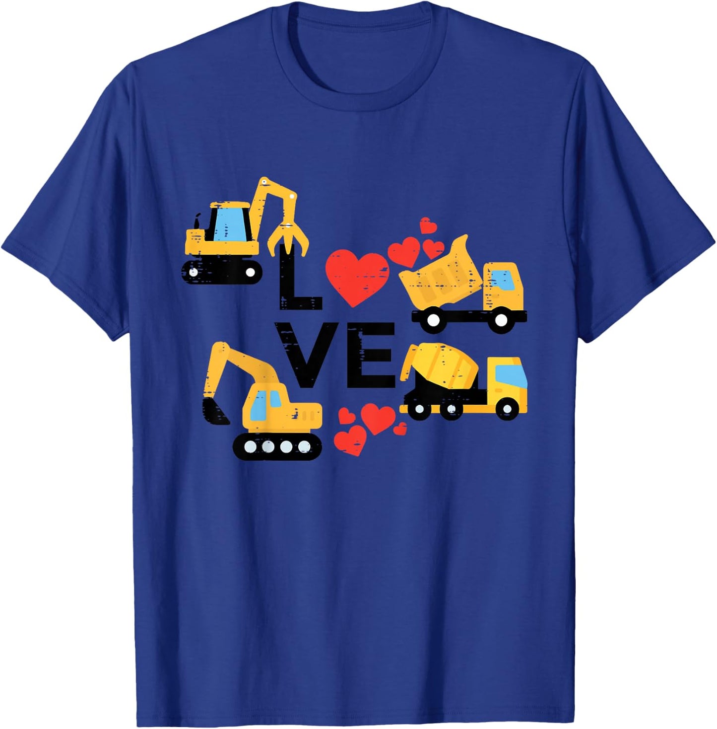 Kids Valentines Day Love Construction Vehicles Boys Kids Toddler T-Shirt - T-Shirt | Royal