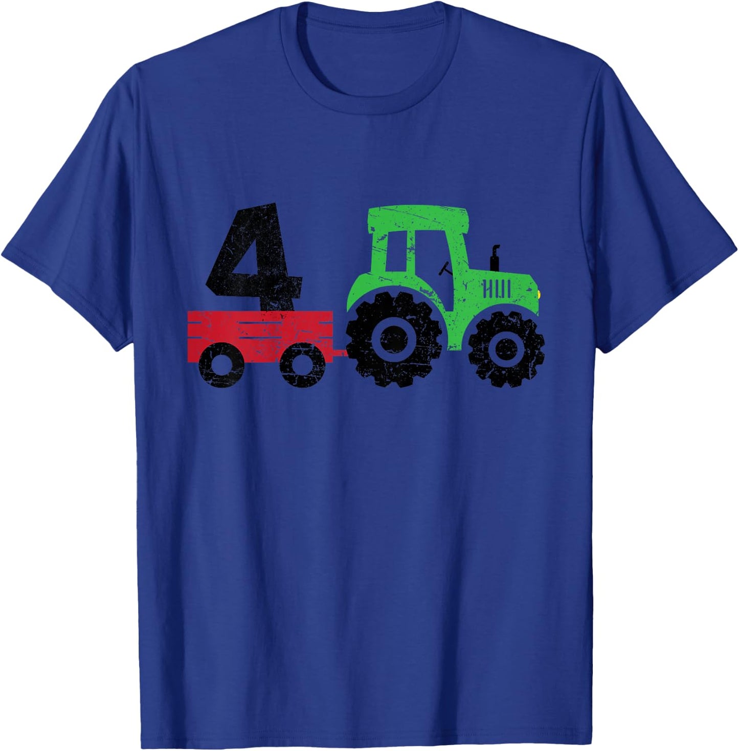 Tractors 4 Years Old 4th Birthday Boy Farm Boy Tractor T-Shirt - T-Shirt | Royal