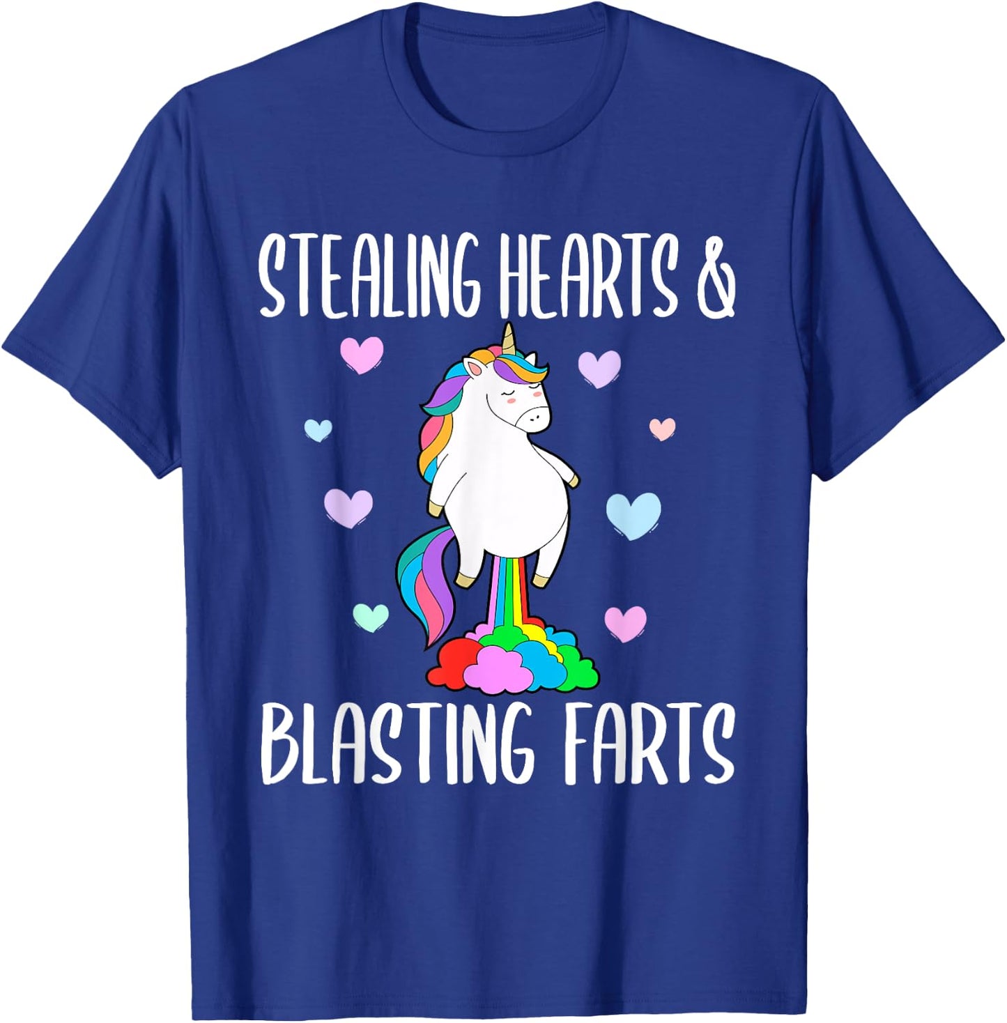 Stealing Hearts And Blasting Farts Funny unicorn T-Shirt - T-Shirt | Royal