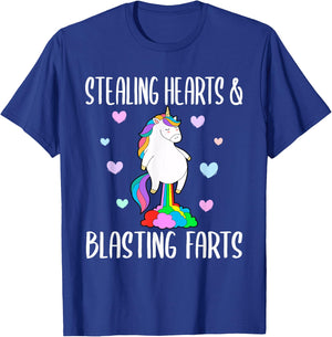 Stealing Hearts And Blasting Farts Funny unicorn T-Shirt - T-Shirt | Royal