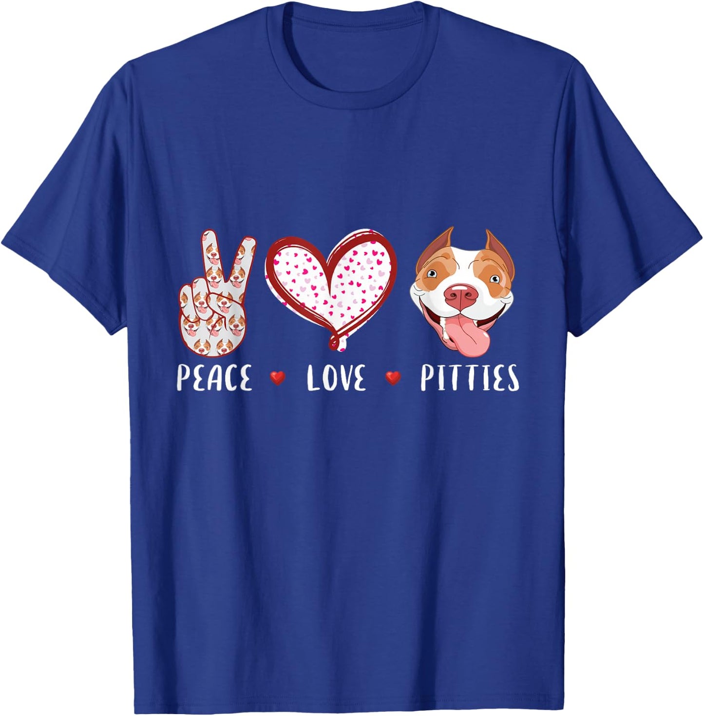 peace love pitties Pitbulls gift women kids pit bull T-Shirt - T-Shirt | Royal