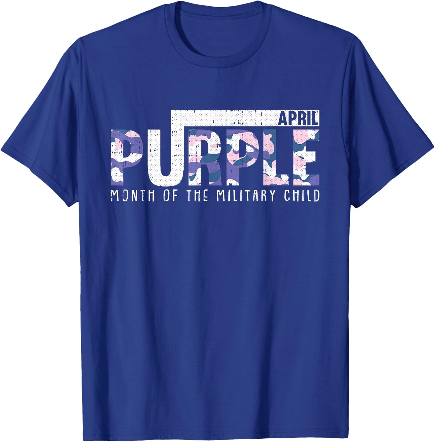 Purple Camo Month Of The Military Child Army Soldier Kids T-Shirt - T-Shirt | Royal