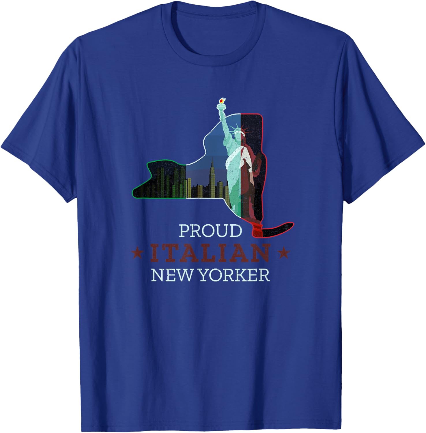 Proud Italian New Yorker - New York Map and Italy Flag T-Shirt - T-Shirt | Royal