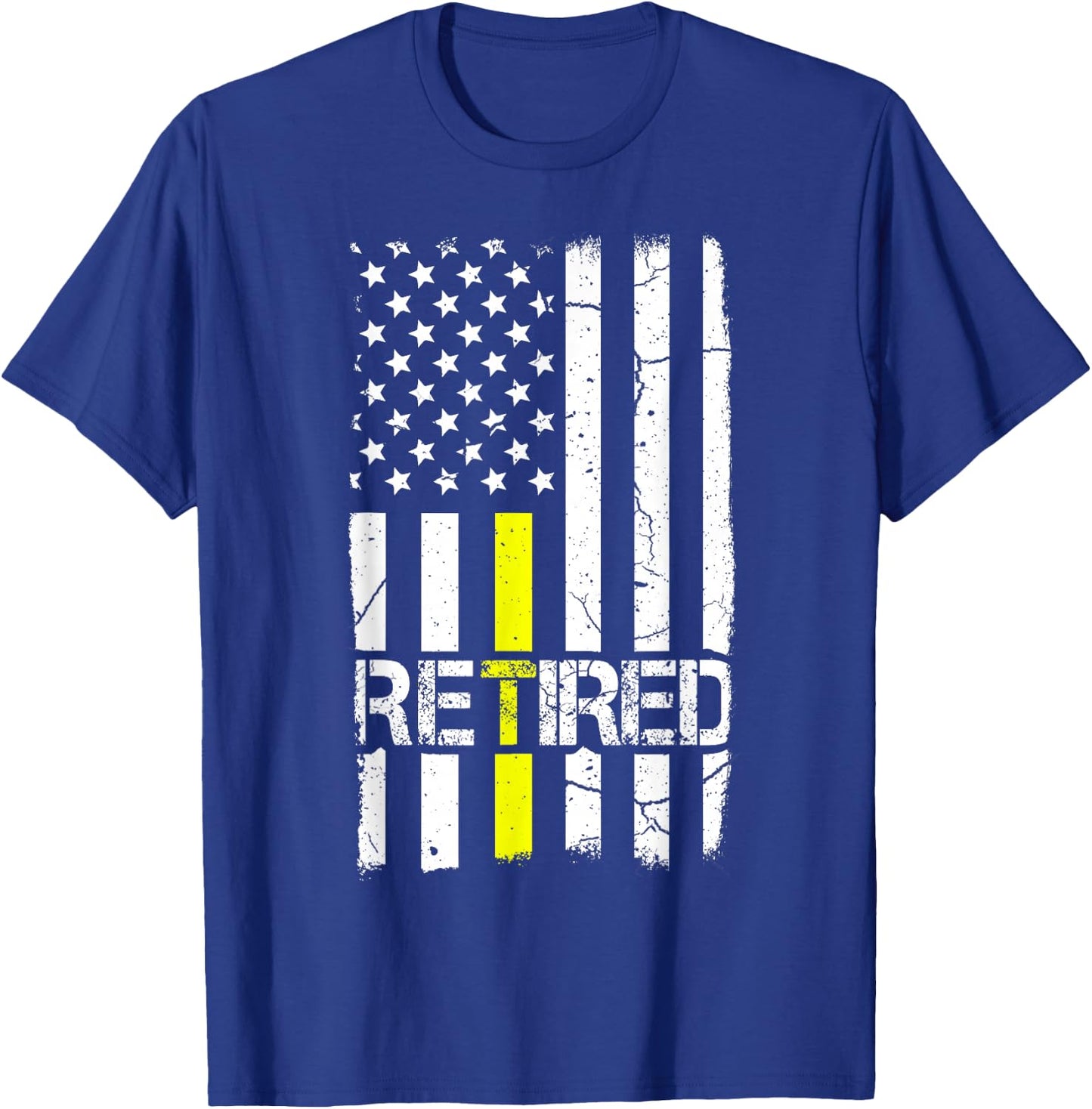 Retired Dispatcher Patriotic Us Flag Thin Line Gold Shirt T-Shirt - T-Shirt | Royal