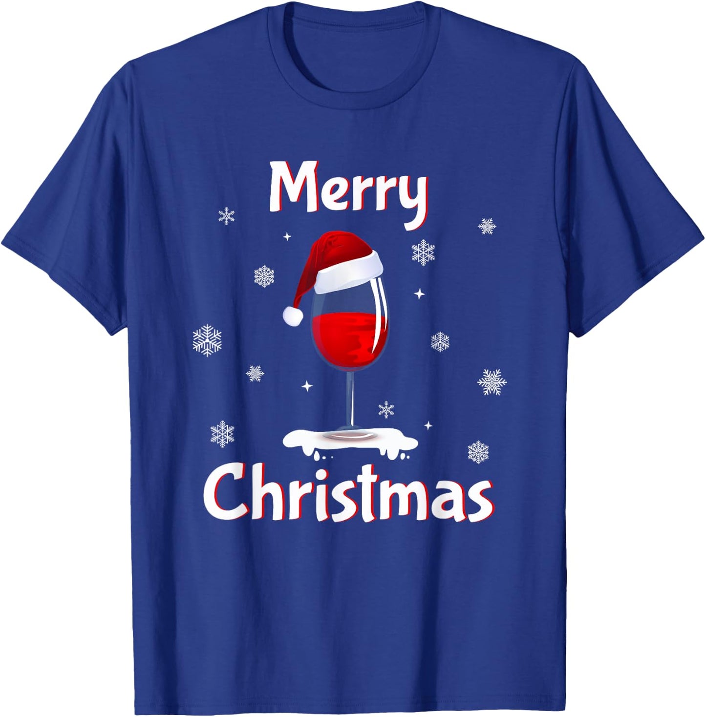 Funny Christmas Pajamas Women Christmas Sweater Wine Glass T-Shirt - T-Shirt | Royal