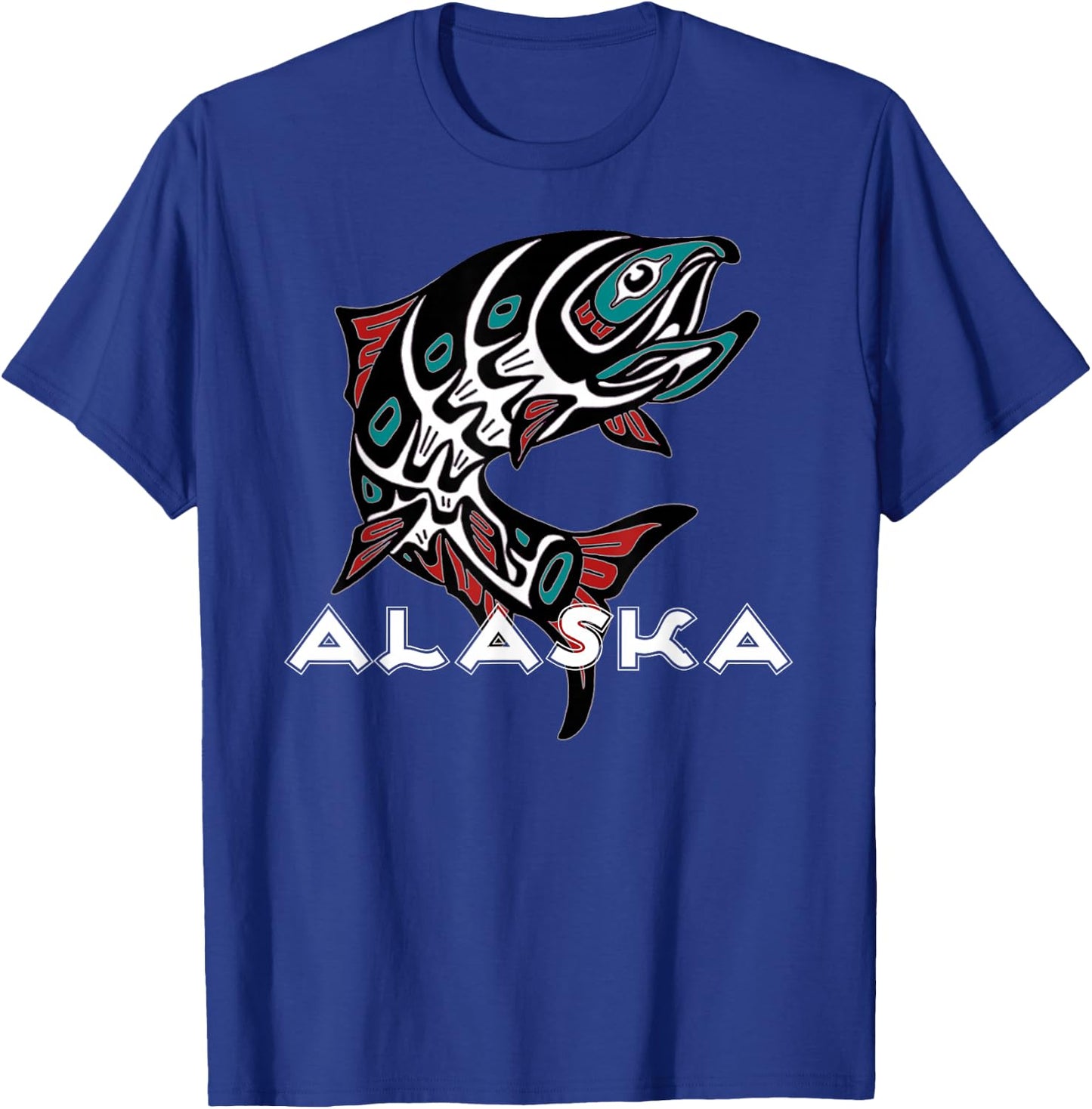 Alaska Salmon Fishing Native American Indigenous Tlingit Art T-Shirt - T-Shirt | Royal