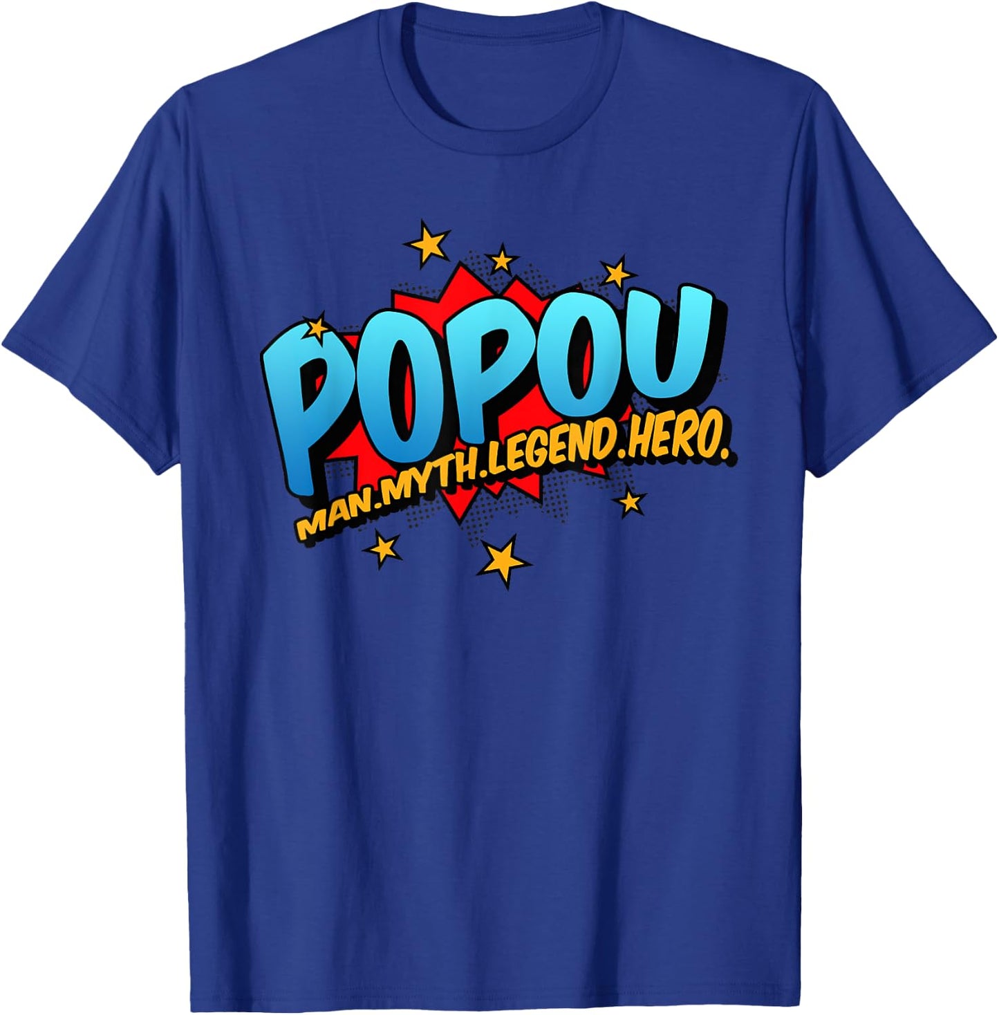 Popou Grandpa Man Myth Legend Hero Pop Art Comic Book T-Shirt - T-Shirt | Royal