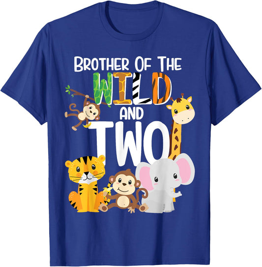 Brother of the Wild and Two Zoo Theme Birthday Safari Jungle T-Shirt - T-Shirt | Royal