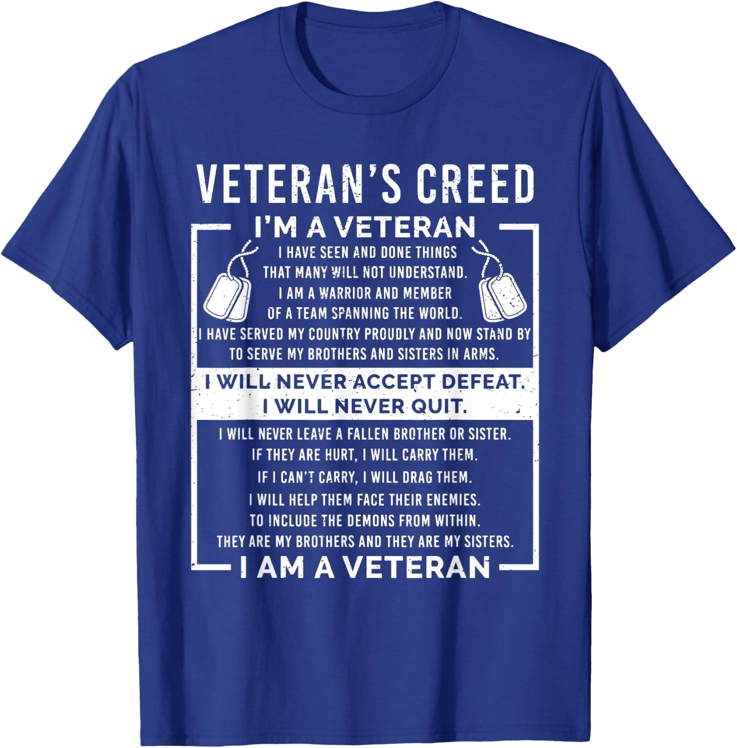 Veteran's creed Patriot War USA Oath Grandpa T-Shirt - T-Shirt | Royal