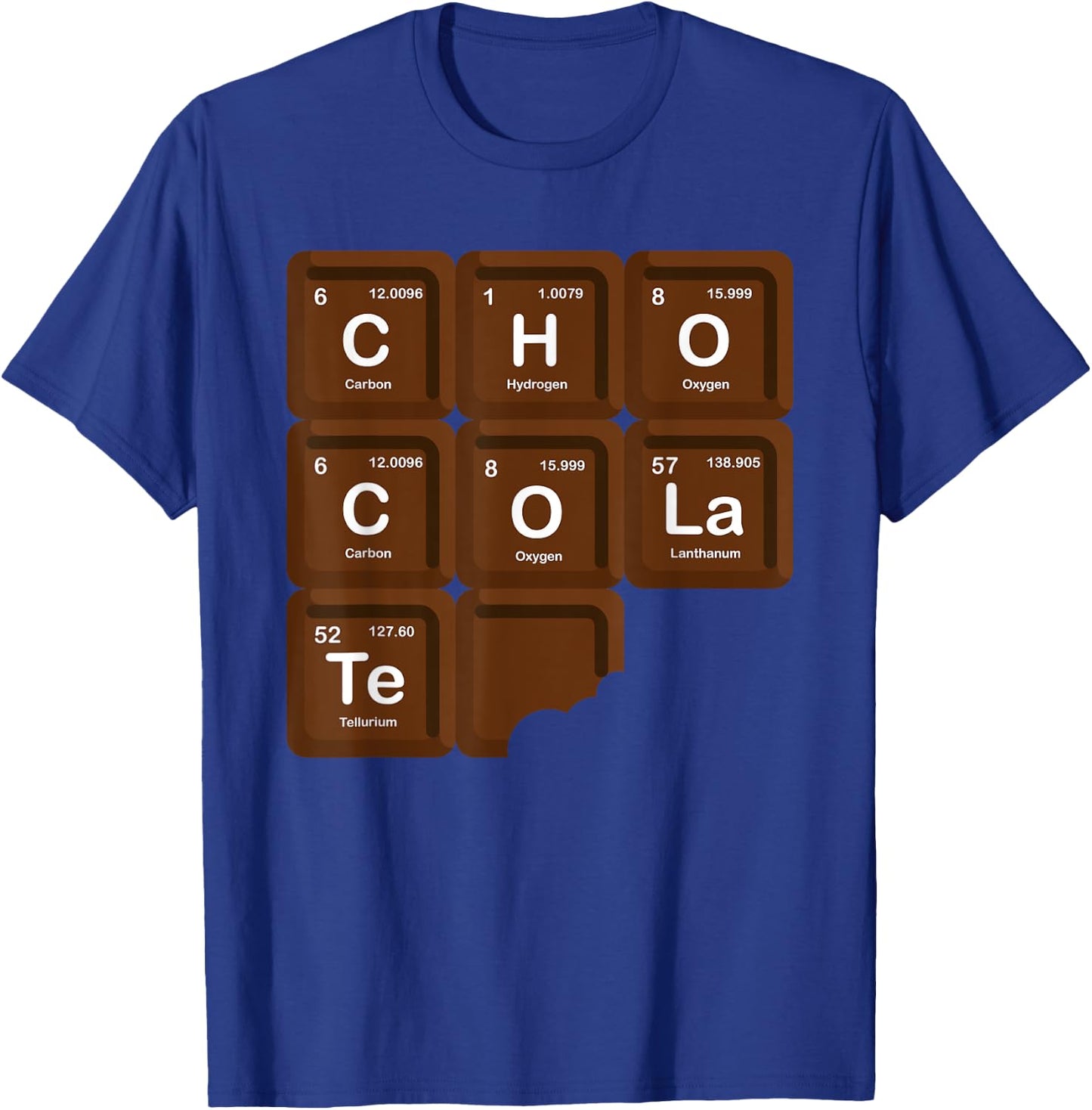 Funny Chocolate Periodic Table Of Elements Chemistry Lover T-Shirt - T-Shirt | Royal