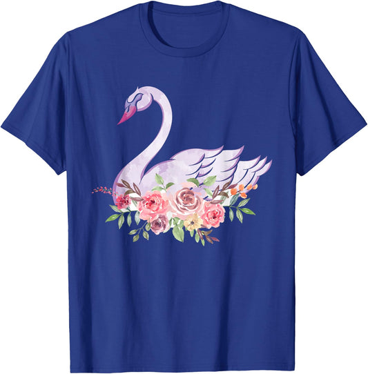 Flower Crown Cute Bird Women Gift Beautiful Swan T-Shirt - T-Shirt | Royal