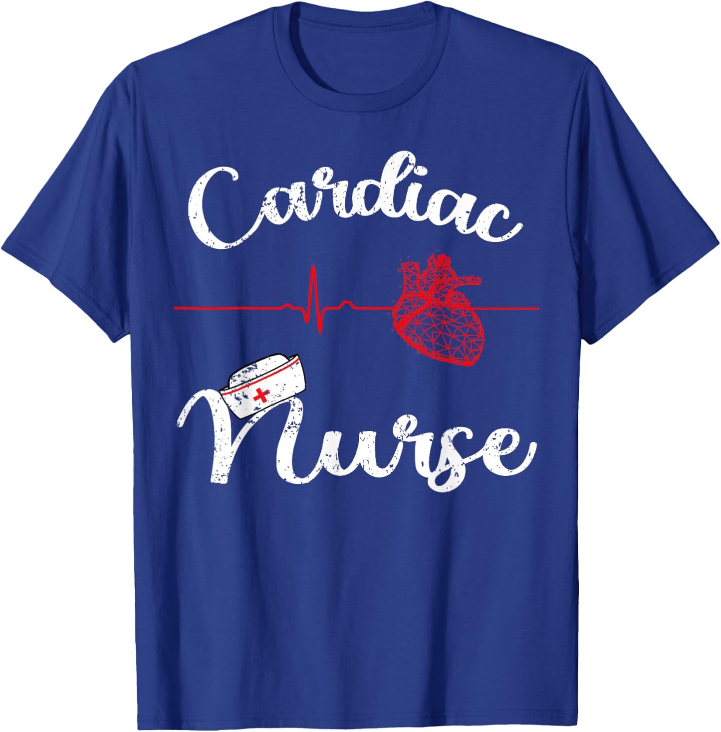 Cardiac Nurse Cardiology Heartbeat EKG Nurse Graduating Gift T-Shirt - T-Shirt | Royal