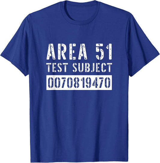 Area 51 Test Subject Costume Roswell Alien UFO Conspiracy T-Shirt - T-Shirt | Royal