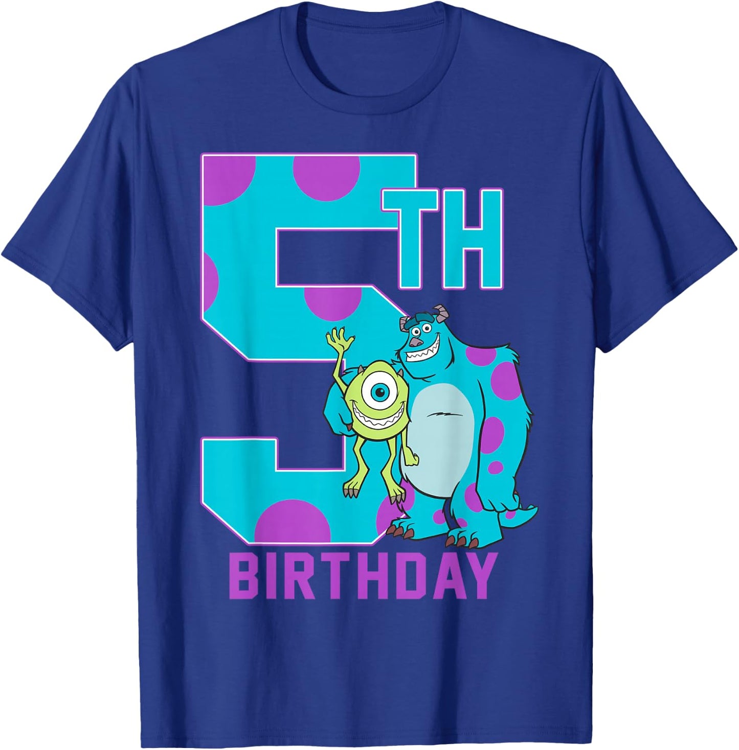 Disney Pixar Monsters Inc. Mike & Sully Happy 5th Birthday T-Shirt - T-Shirt | Royal