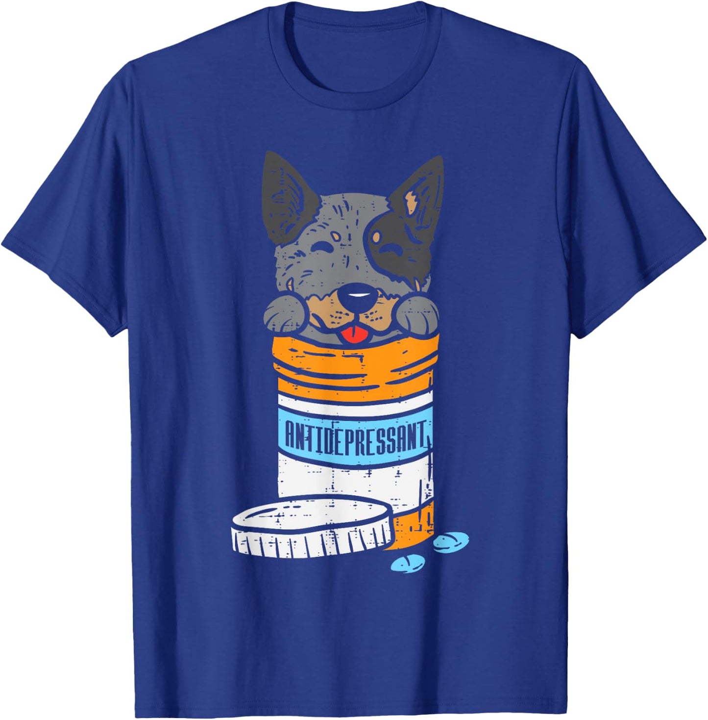 Antidrepressant Heeler Animal Pet Blue Red Cattle Dog Gift T-Shirt - T-Shirt | Royal