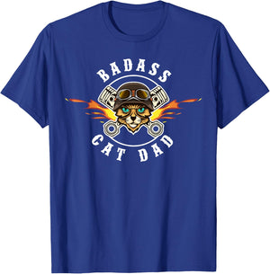 Badass Cat Dad | Best Cat Dad Ever | Funny Men Women T-Shirt - T-Shirt | Royal