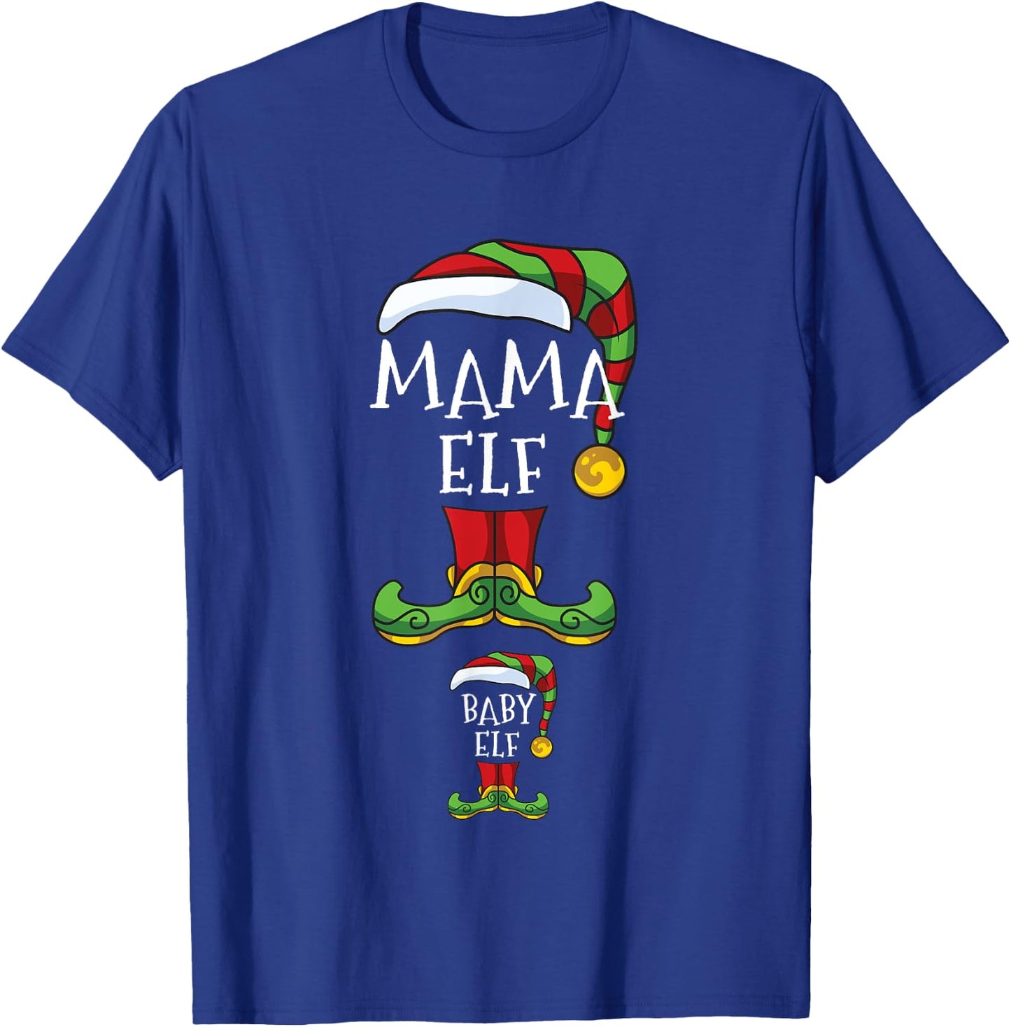 Mama And Baby Elf Pregnancy Matching Family Christmas T-Shirt - T-Shirt | Royal
